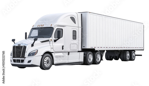 White Semi Truck with Trailer - Transportation and Logistics