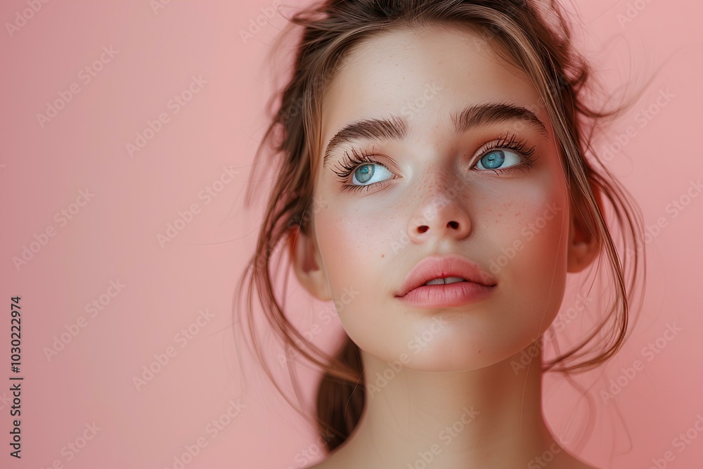 A close up of a woman with blue eyes A close up of a woman with blue eyes