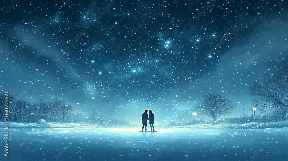 Obraz premium Skating Under the Stars, Ice skating