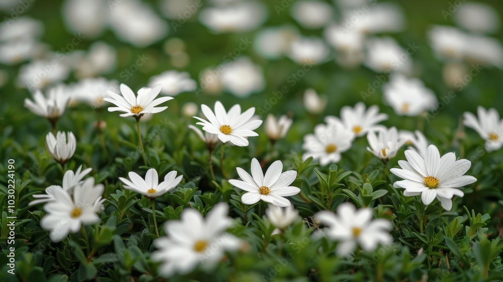 Beautiful wildflowers blooming in a sunlit forest during spring morning hours