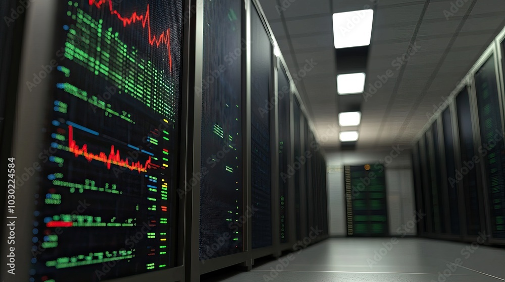 Server Room with Data Flow