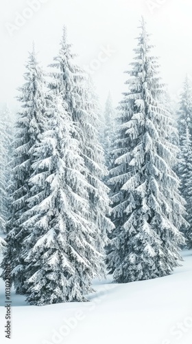 Snow Crowned Giants, Evergreen trees