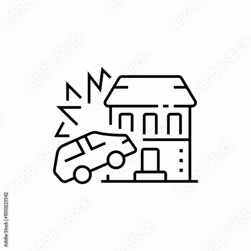 car hit house icon sign vector