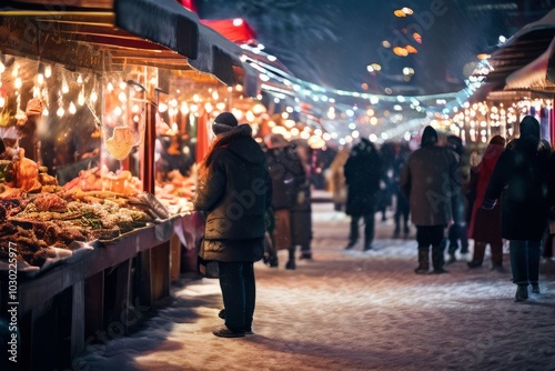 winter night market a bustling night market with stalls covered