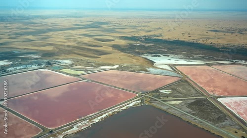 flight along Walvis Bay Salt Works Namibia