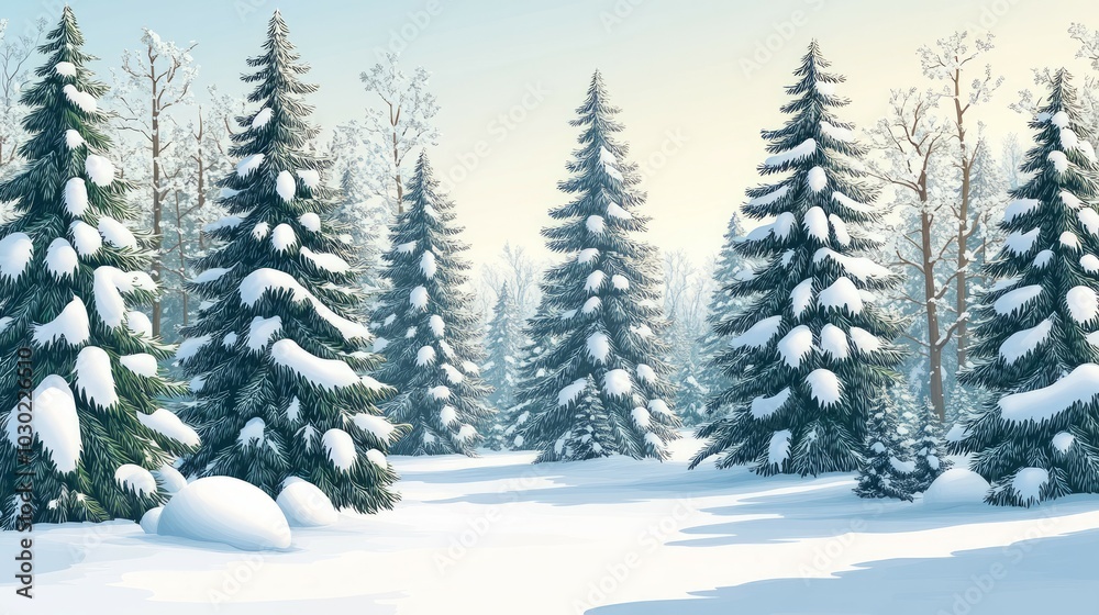 Snow Crowned Giants, Evergreen trees Snow Crowned Giants, Evergreen trees