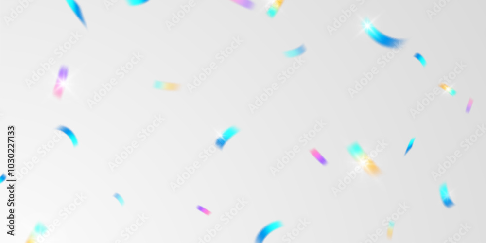 Multicolored light effect and zigzag ribbons falling from above on streamer, tinsel vector