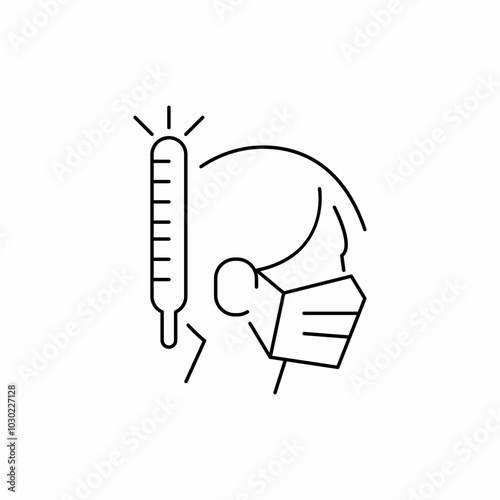 sick man with thermometer icon sign vector
