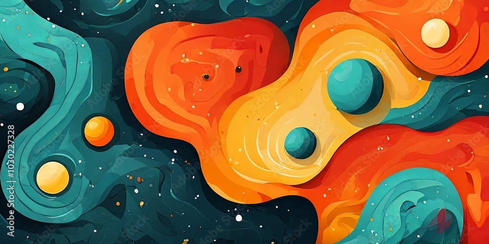 A colorful painting of a galaxy with a blue and orange swirl A colorful painting of a galaxy with a blue and orange swirl
