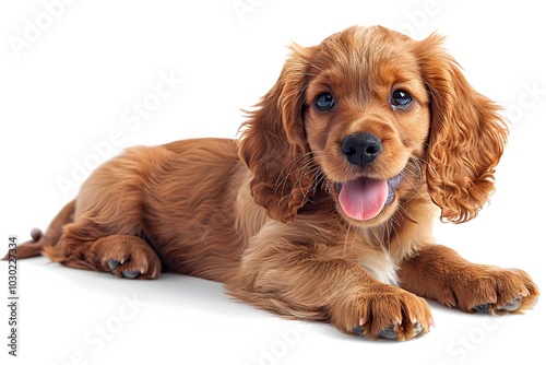 Adorable Puppy Lying Down with Happy Expression for Pet-Themed Design