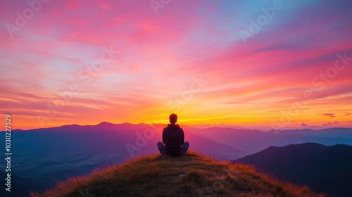 Breathtaking Sunset Over Mountains at Dusk