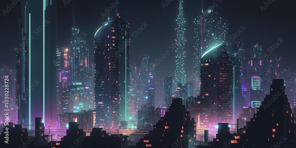 Fototapeta premium Night panorama of the city