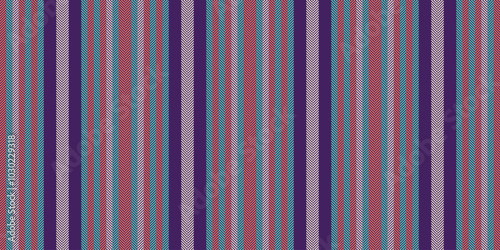 Eovely vector textile background, editable stripe vertical texture. Utroke fabric seamless pattern lines in violet and teal colors.