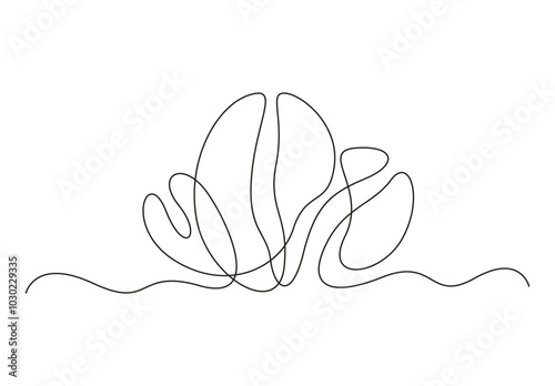 Linear coffee grain background one continuous line drawing of a coffee beans vector illustration