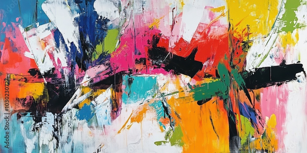 Fototapeta premium Abstract colorful oil painting with brush strokes.
