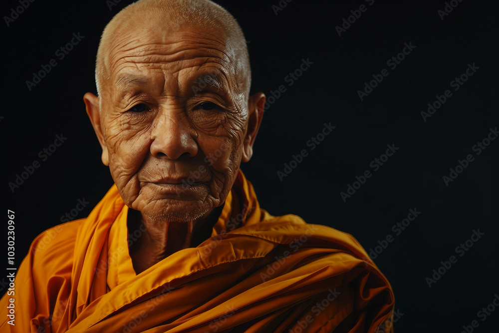 Buddhist monk in lotus position created with Generative AI technology Buddhist monk in lotus position created with Generative AI technology