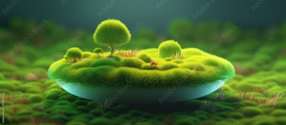 Floating Island of Lush Green Moss Floating Island of Lush Green Moss