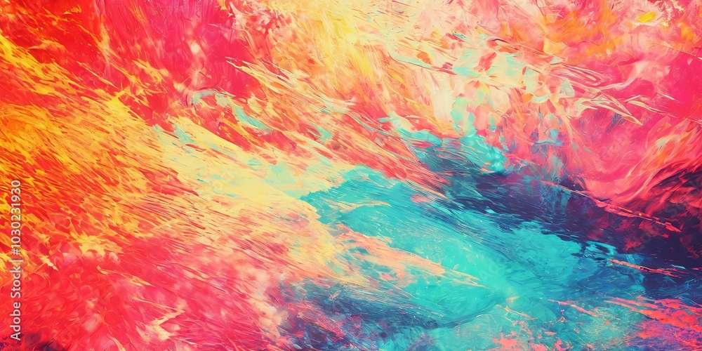 A colorful abstract painting with a lot of red, yellow, and blue A colorful abstract painting with a lot of red, yellow, and blue