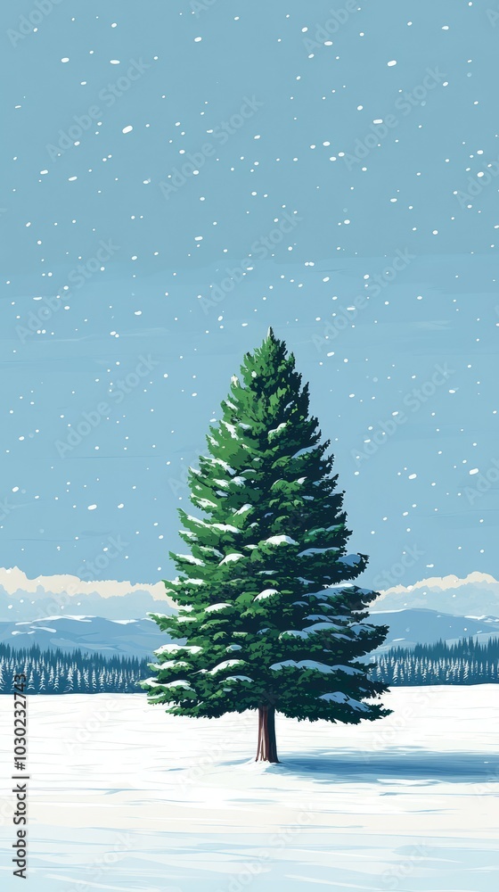 Fototapeta premium Emerald in Winter, Evergreen trees