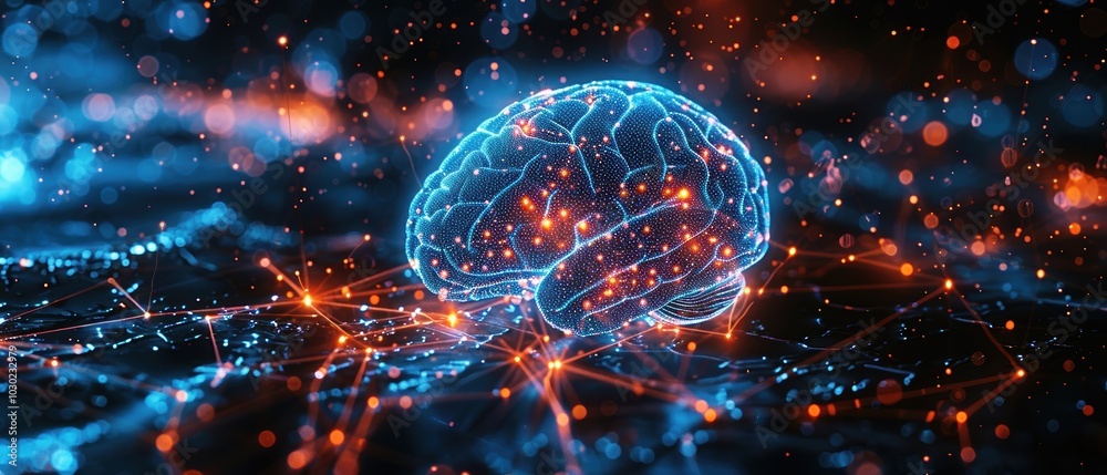 Digital Brain Holographic Projection Concept Digital Brain Holographic Projection Concept