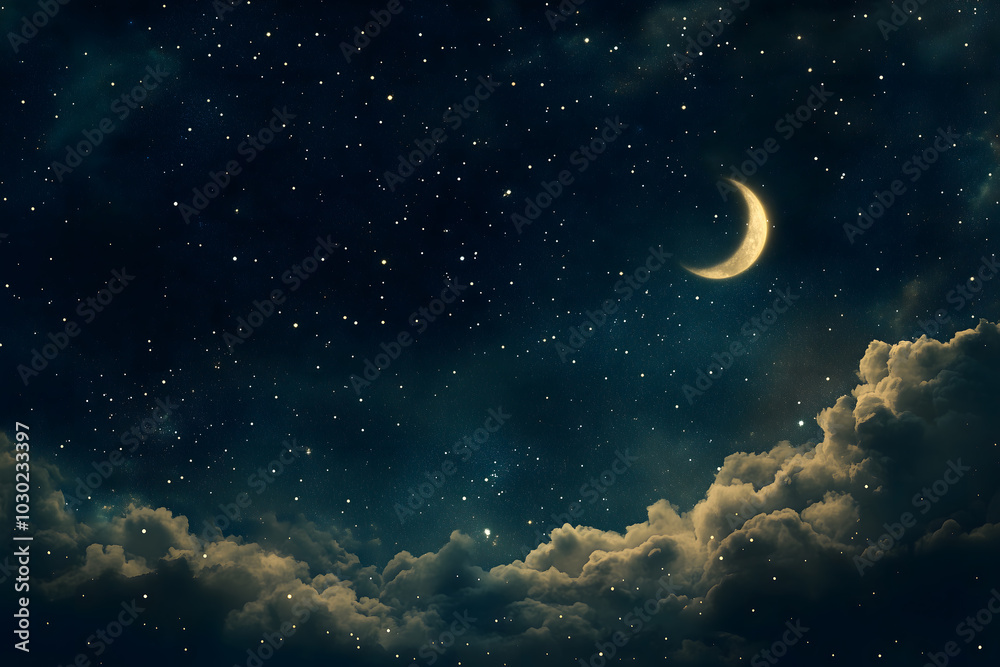 Night sky with clouds and moon background. Generative Ai. Night sky with clouds and moon background. Generative Ai.