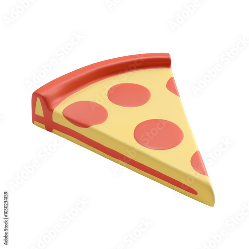 PNG slice of pepperoni pizza 3d icon, cartoon style minimal on transparent, isolate on white background