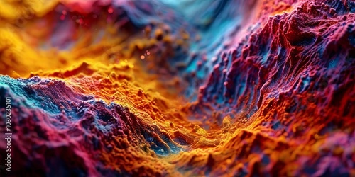 Wallpaper Mural A colorful, abstract image of a mountain range with a variety of colors Torontodigital.ca