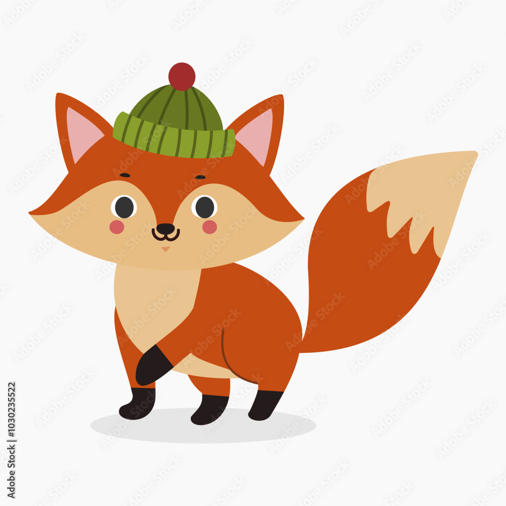 Obraz premium Cute autumn fox vector illustration isolated on white background