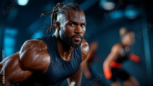 Muscular Black Man in the Gym