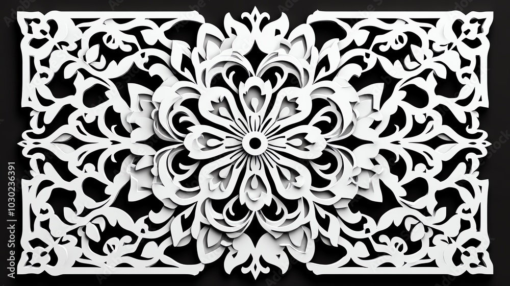 Traditional Moroccaninspired paper cut tile pattern with intricate, repeating shapes, paper cut tile, decorative traditional design Traditional Moroccaninspired paper cut tile pattern with intricate, repeating shapes, paper cut tile, decorative traditional design