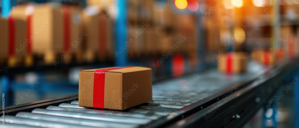 Production Line with Packages in a Warehouse Setting Production Line with Packages in a Warehouse Setting