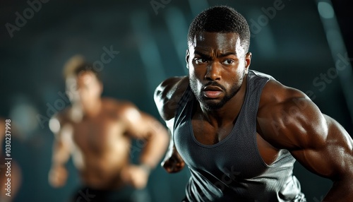 Muscular Black Man Sweating After Workout