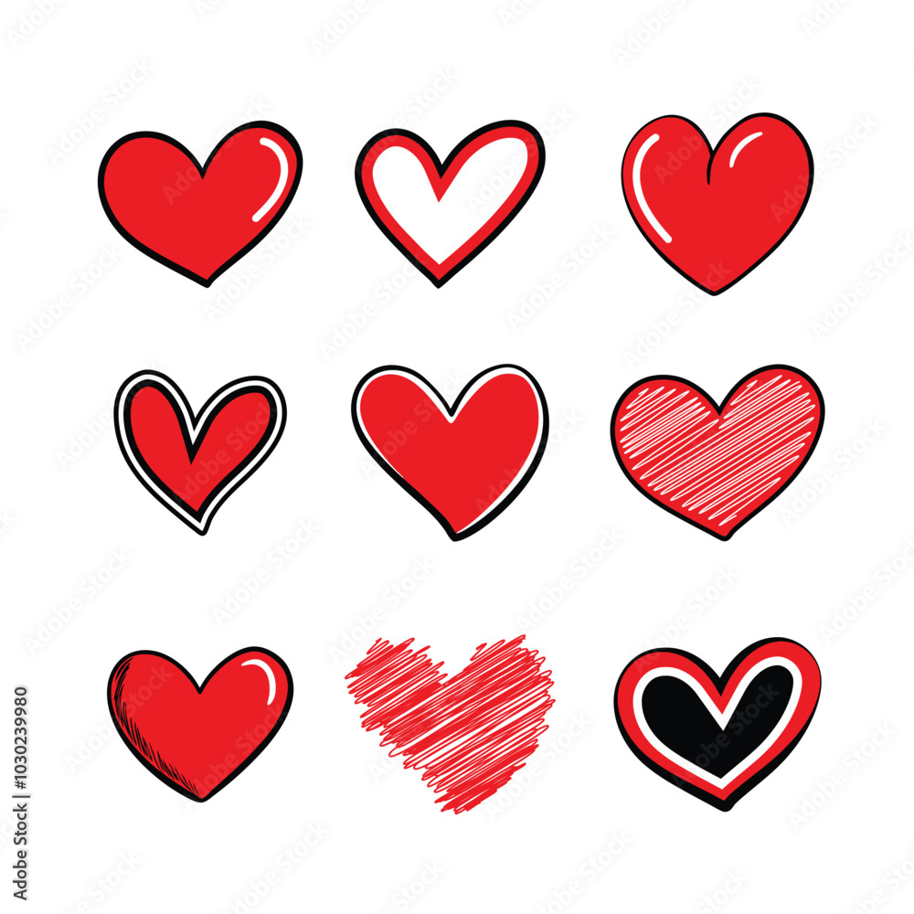 Doodle hearts, hand drawn love heart collection Doodle hearts, hand drawn love heart collection