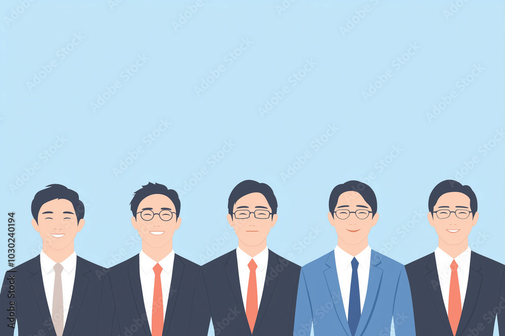 ビジネスマンのイラスト, 笑顔, チーム ビジネスマンのイラスト, 笑顔, チーム