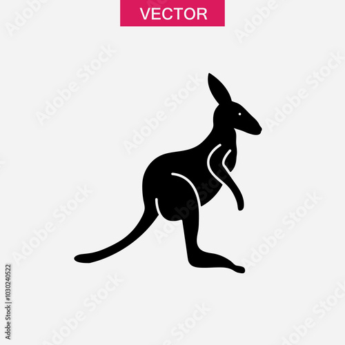 Kangaroo vector icon, simple flat black trendy style illustration for web and app..eps photo