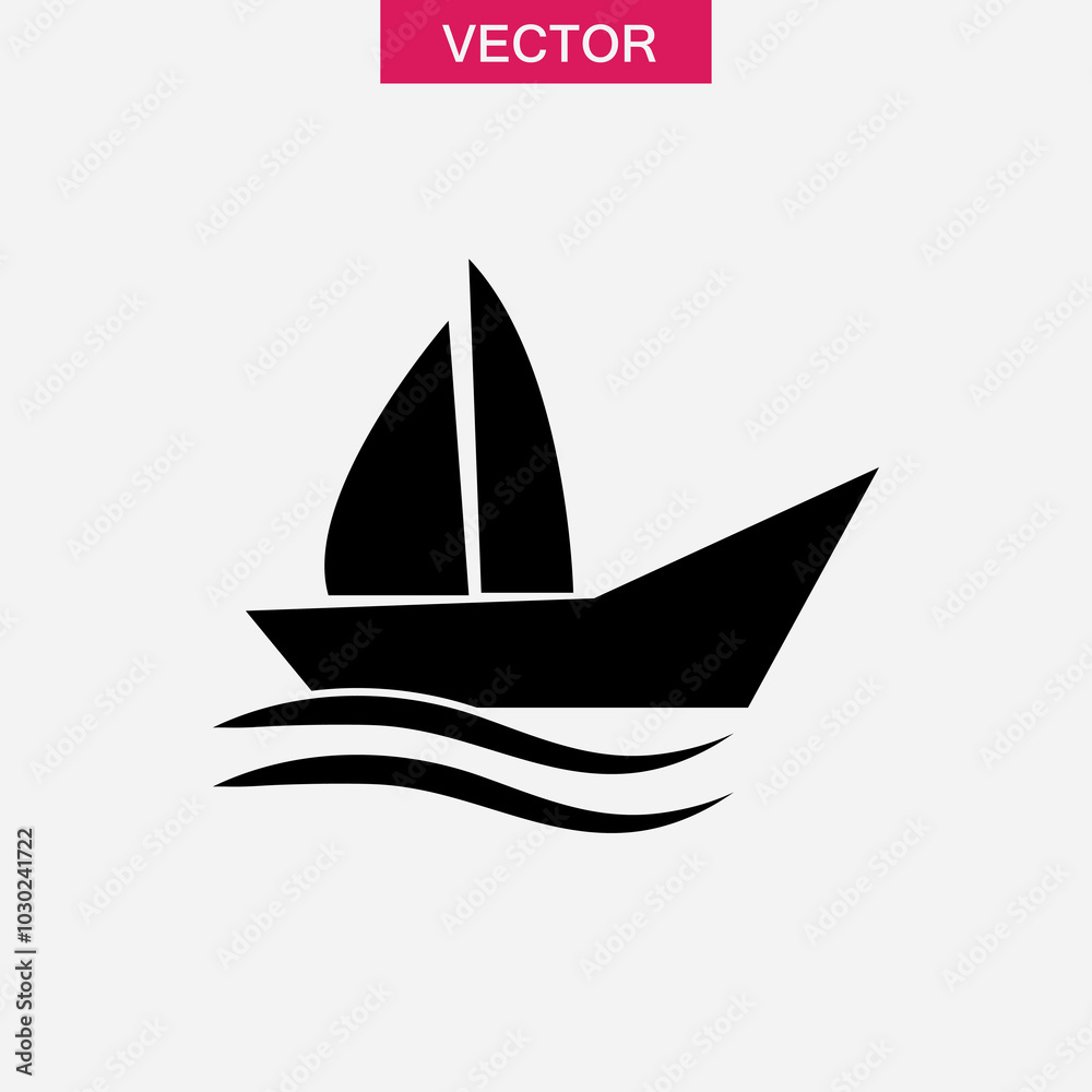 Sailboat vector icon.vector flat black simple illustration for web and app..eps Sailboat vector icon.vector flat black simple illustration for web and app..eps