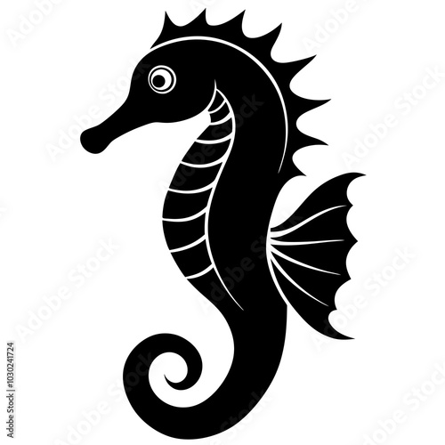 black and white seahorse