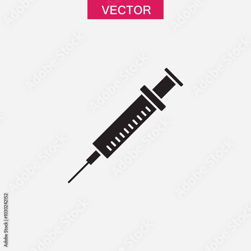 Vaccine symbol. Syringe icon, vector flat black simple illustration for web and app..eps