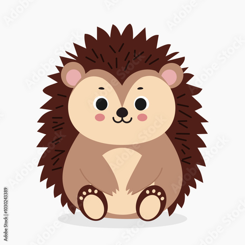 Cute hedgehog vector illustration isolated on white background
