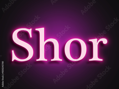 Pink glowing Neon light text effect of Hindi word Shor. 