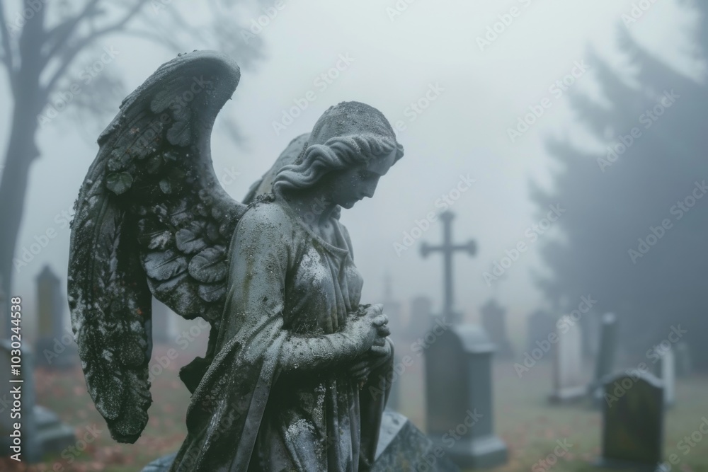Angel statue cemetery gravestone tombstone. Angel statue cemetery gravestone tombstone.