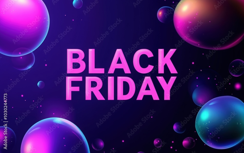 Naklejka premium Black background with abstract glowing shapes. banner design for Black Friday sale. liquid hologram elements on a dark background. poster or web promotion advertising a Black Friday offer.