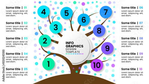 Infographic template. Tree with numbers and 10 steps