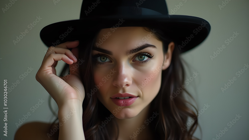 Standing One Hand on a Hat model dress black girl Standing One Hand on a Hat model dress black girl