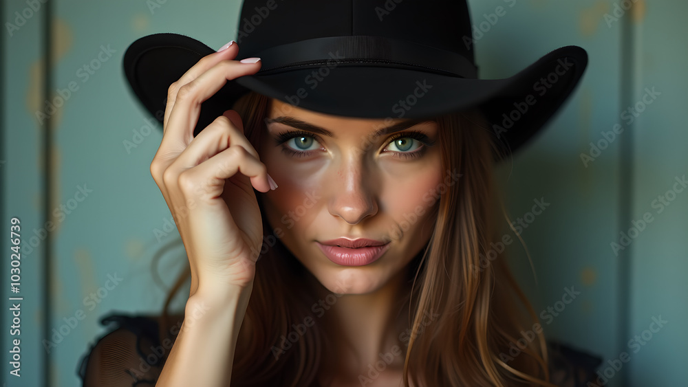 Standing One Hand on a Hat model dress black girl Standing One Hand on a Hat model dress black girl
