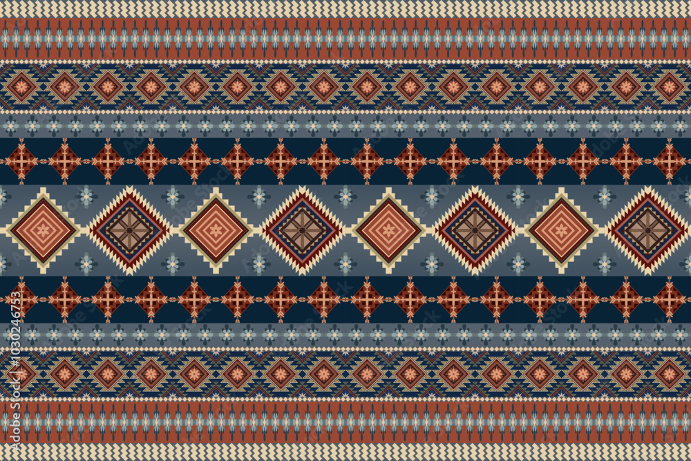 Navajo tribal vector seamless pattern. Native American ornament. Ethnic South Western decor style. Boho geometric ornament. Vector seamless pattern. Mexican blanket, rug. Woven carpet illustration. Navajo tribal vector seamless pattern. Native American ornament. Ethnic South Western decor style. Boho geometric ornament. Vector seamless pattern. Mexican blanket, rug. Woven carpet illustration.