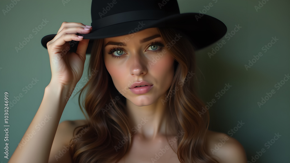 Standing One Hand on a Hat model dress black girl Standing One Hand on a Hat model dress black girl