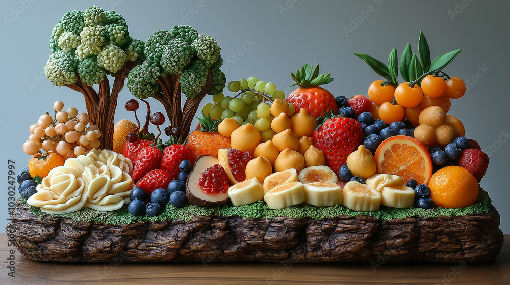 Detailed miniature food sculpture, tiny feast Detailed miniature food sculpture, tiny feast