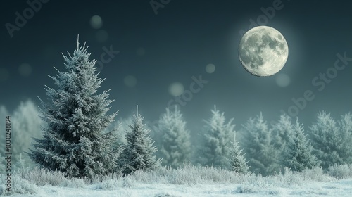 Moonlit Pines, Evergreen trees