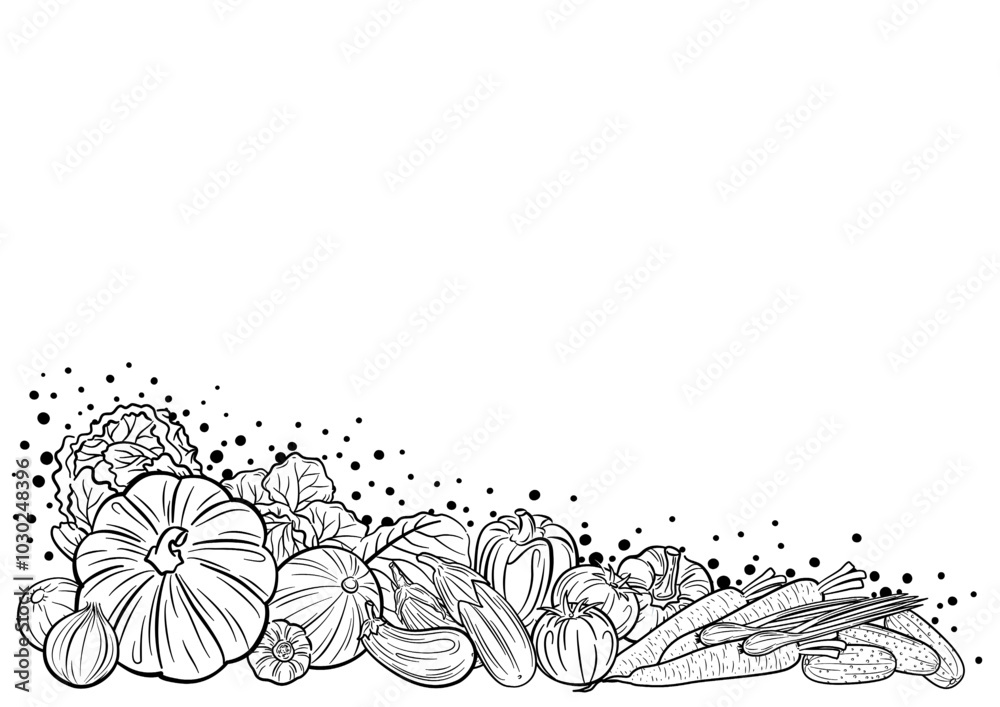 Background Freehand vegetable lines, circles, lines, dots, used as a background for adding letters. Used as a background for the text. Background Freehand vegetable lines, circles, lines, dots, used as a background for adding letters. Used as a background for the text.